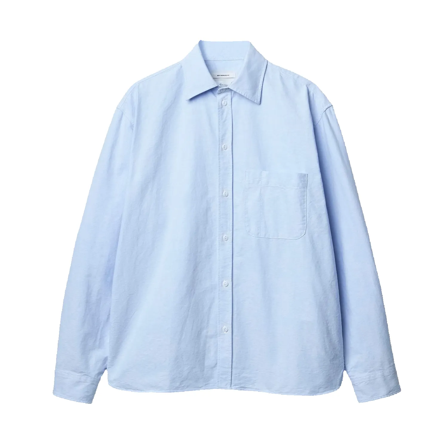 Modern-Cut Cotton Oxford Long Sleeve Shirt - Light Blue / White sold by Stomping Ground