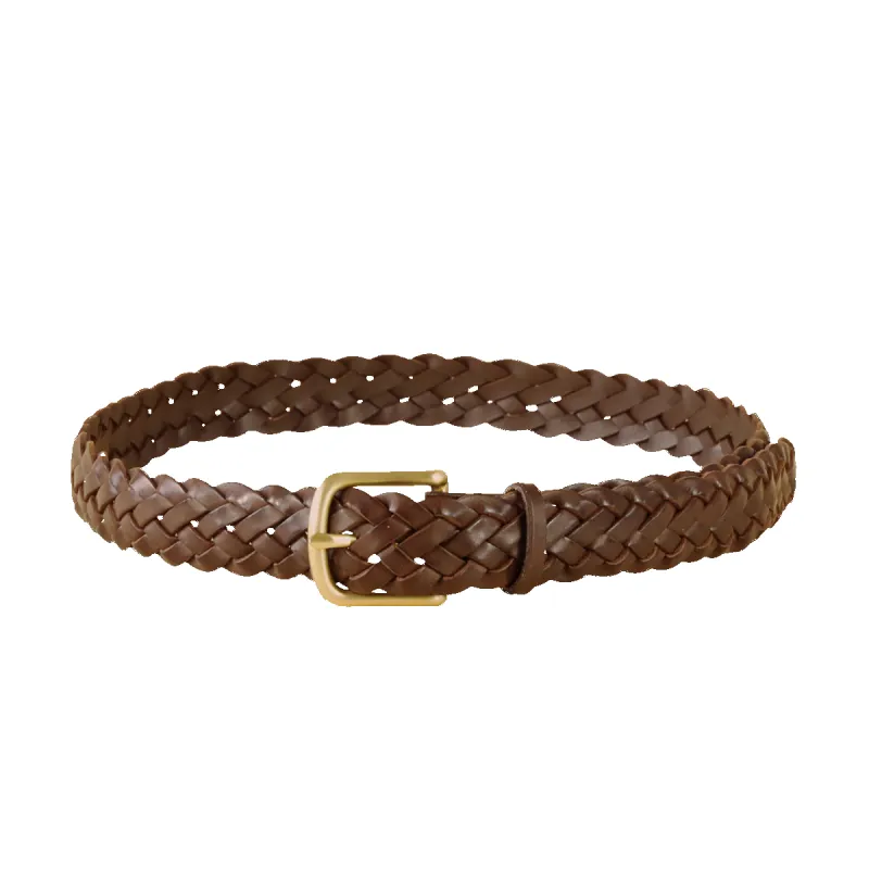 Standard Braided Belt 1.25" - Dark Brown / Brass Buckle made by Maximum Henry