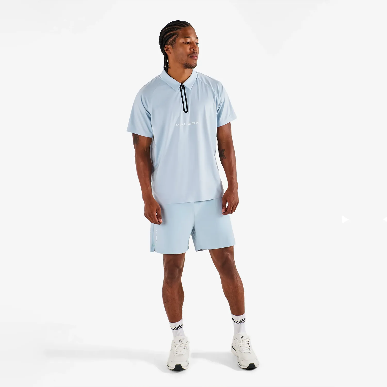 Performance Raglan Zip Polo - Subdued Blue sold by Stomping Ground product image thumbnail 3
