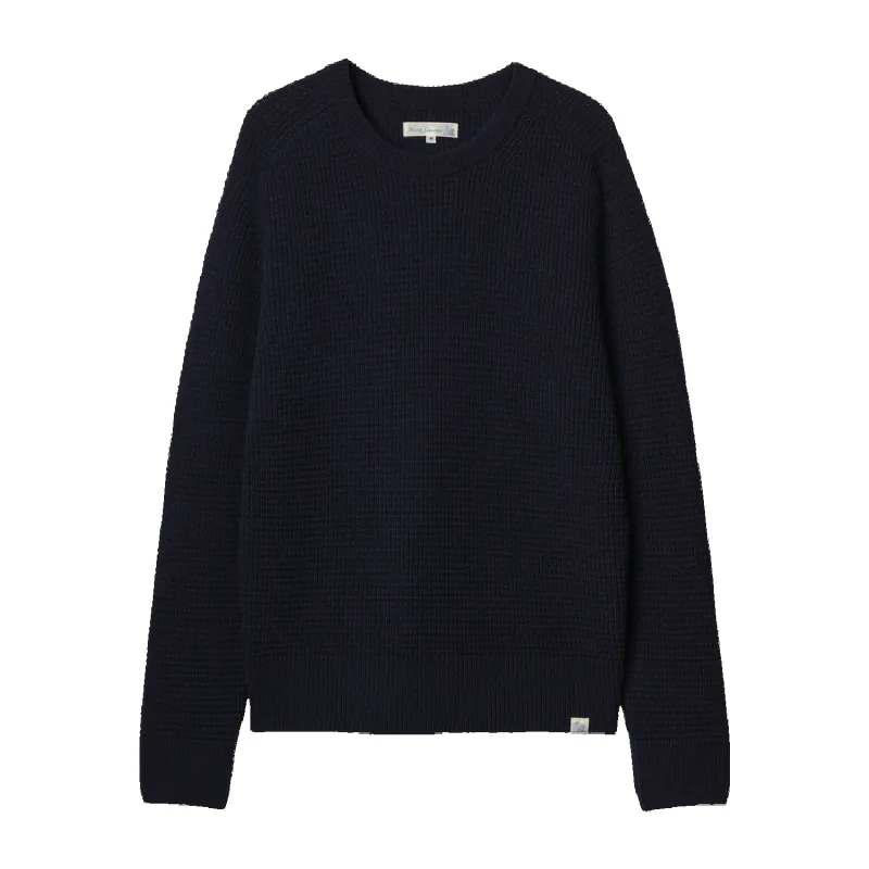 Waffle Structured Pullover - Merino Wool Cashmere Blend - Navy made by Merz B. Schwanen