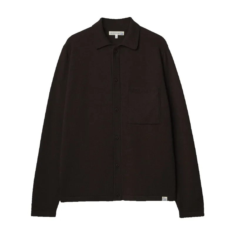 Merino Wool-Cashmere-Silk Long Sleeve Shirt - Dark Grain made by Merz B. Schwanen