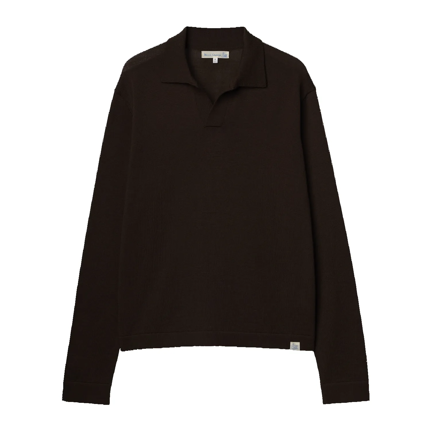 Refined Knitted Merino Wool Long Sleeve Polo - Coffee sold by Stomping Ground