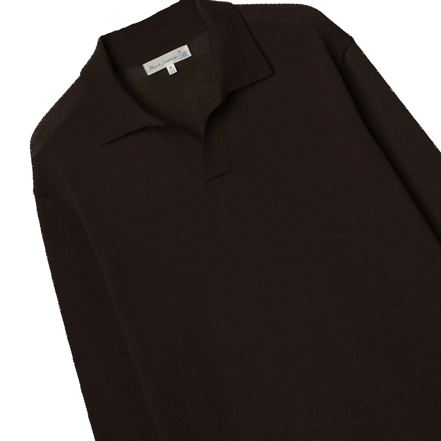 Refined Knitted Merino Wool Long Sleeve Polo - Coffee sold by Stomping Ground product image thumbnail 2