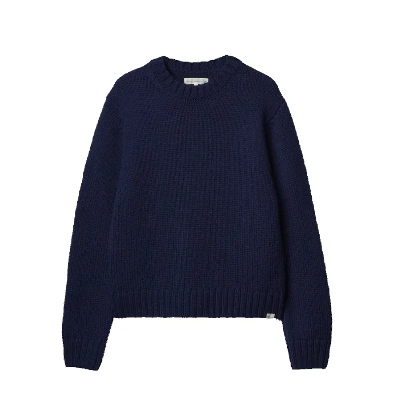 Chunky Cropped Merino Wool Sweater - Ink Blue made by Merz B. Schwanen