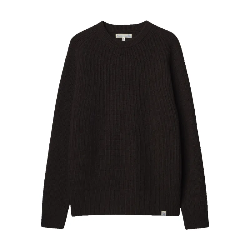 Crew Pullover Ribbed - Merino Cashmere Blend - Espresso made by Merz B. Schwanen