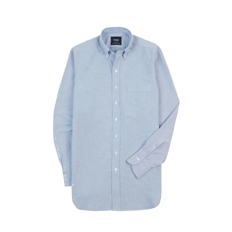 Button Down Oxford Shirt - Mid Blue made by Drakes