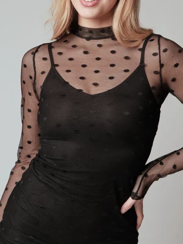 Polka Dot Two Piece Mesh Mini Dress sold by Klassy