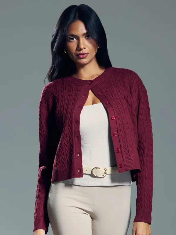 Cable Knit Cardigan sold by Klassy
