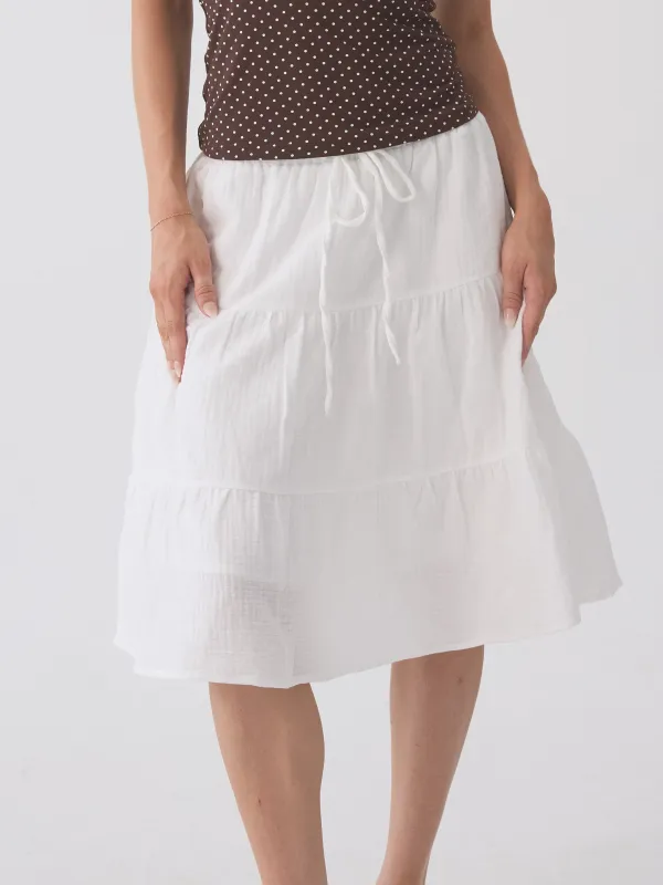 Tiered Cotton Midi Skirt sold by Klassy