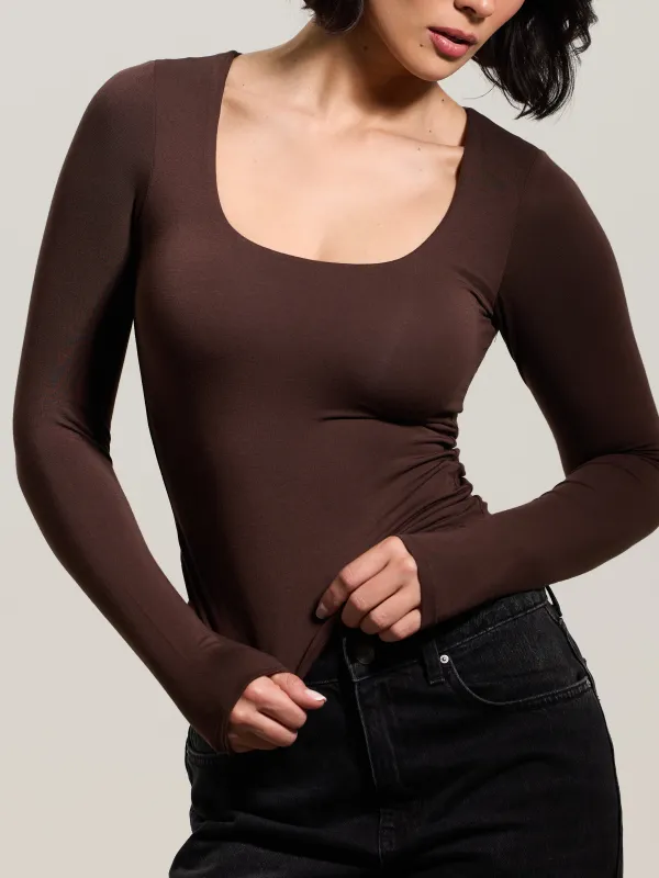 Scoop Neck Braless Long Sleeve made by Klassy