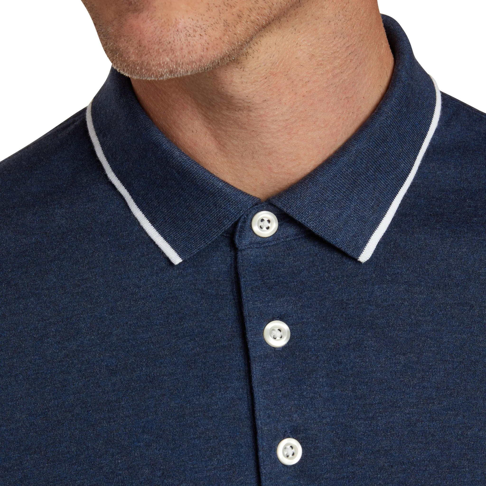 Long Sleeve Heather Interlock Polo sold by Ashworth Golf product image thumbnail 4