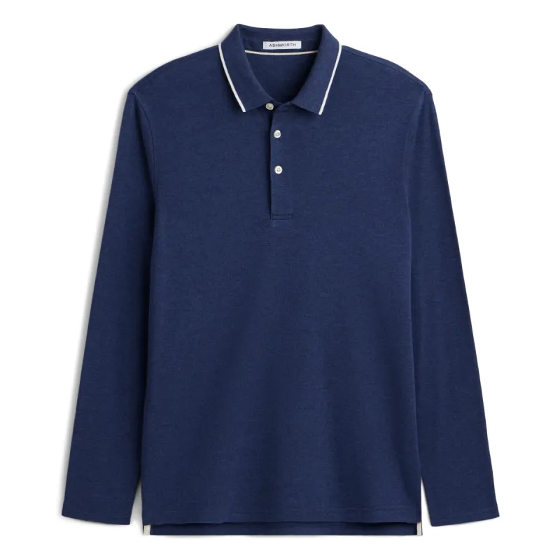 Long Sleeve Heather Interlock Polo sold by Ashworth Golf