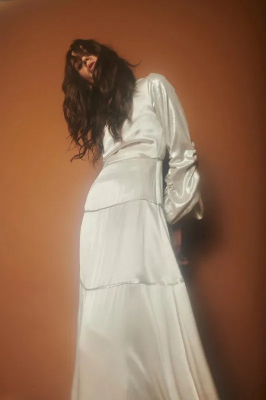 Midi dress with high collar. sold by Baruni