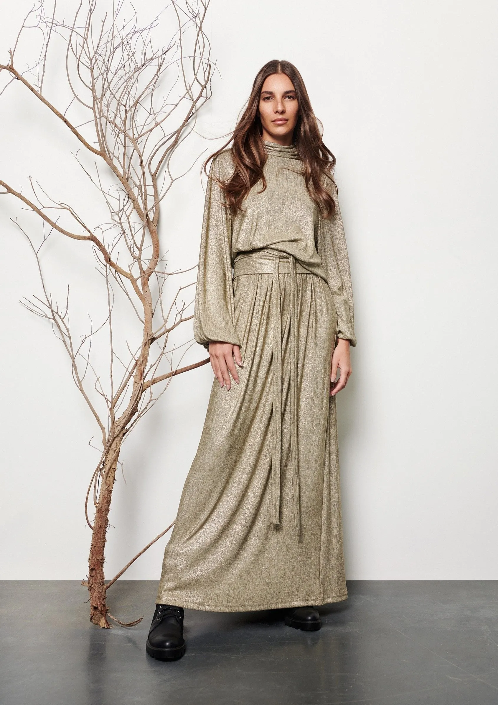 Asymmetric jersey dress sold by Baruni