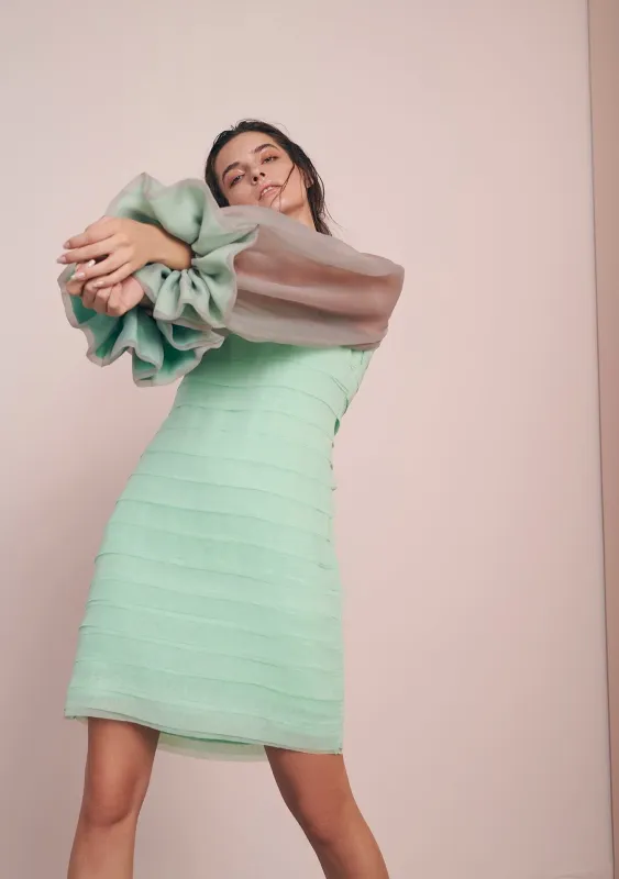 Short balloon sleeve dress sold by Baruni