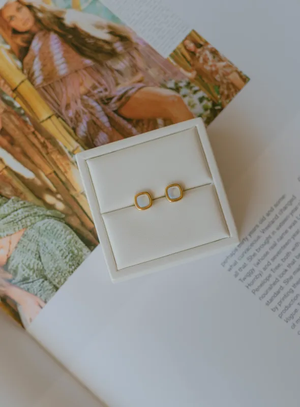 Mother of Pearl Mini Square Studs sold by Bibi & Kim