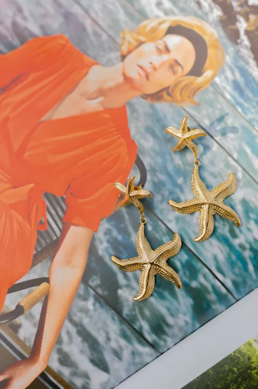 Double Starfish Drop Earrings sold by Bibi & Kim