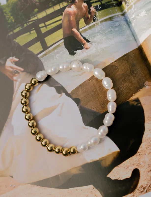 Pearl & Gold Bead Bracelet sold by Bibi & Kim