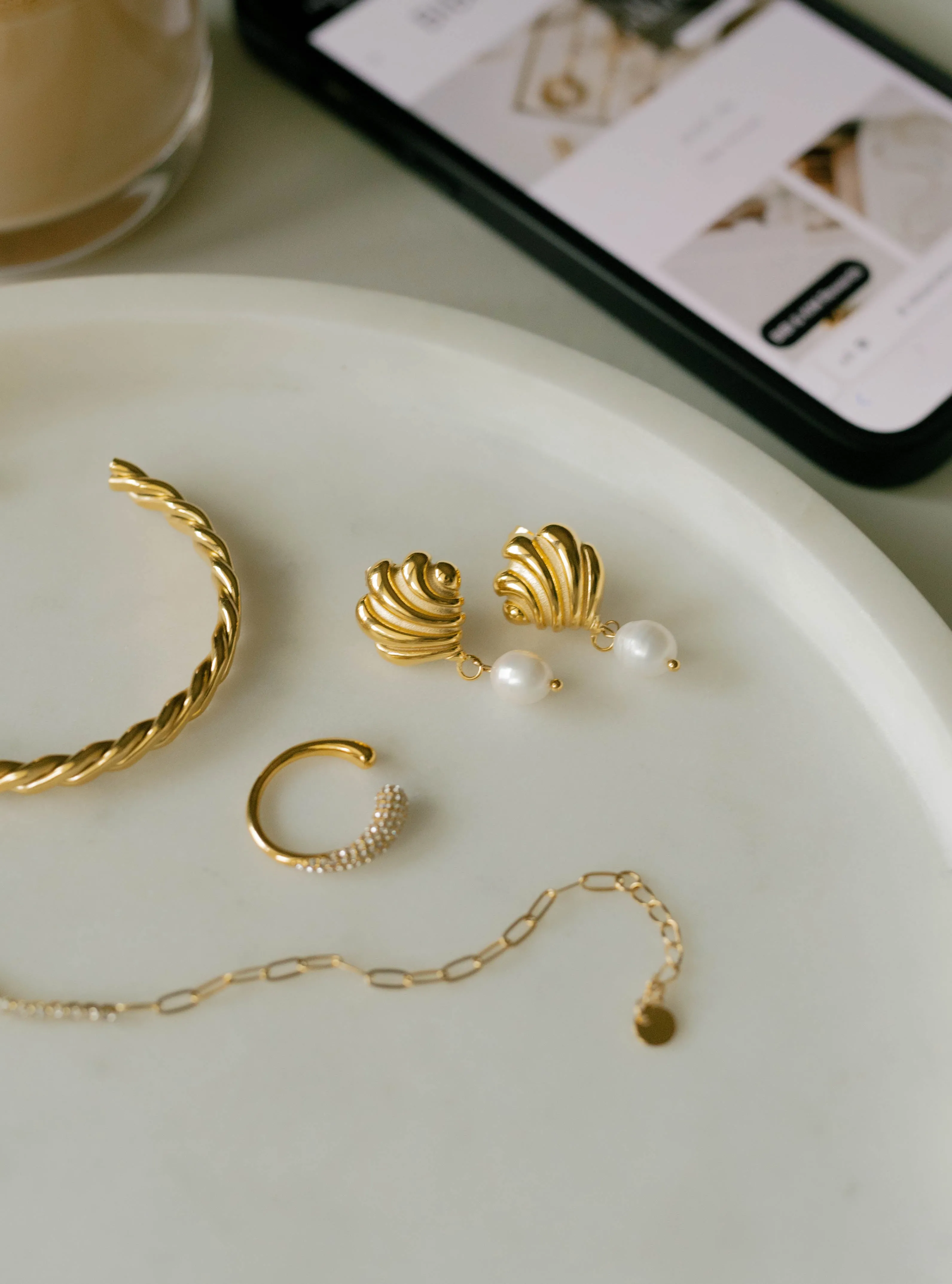 Shell & Pearl Drop Earrings sold by Bibi & Kim product image thumbnail 2