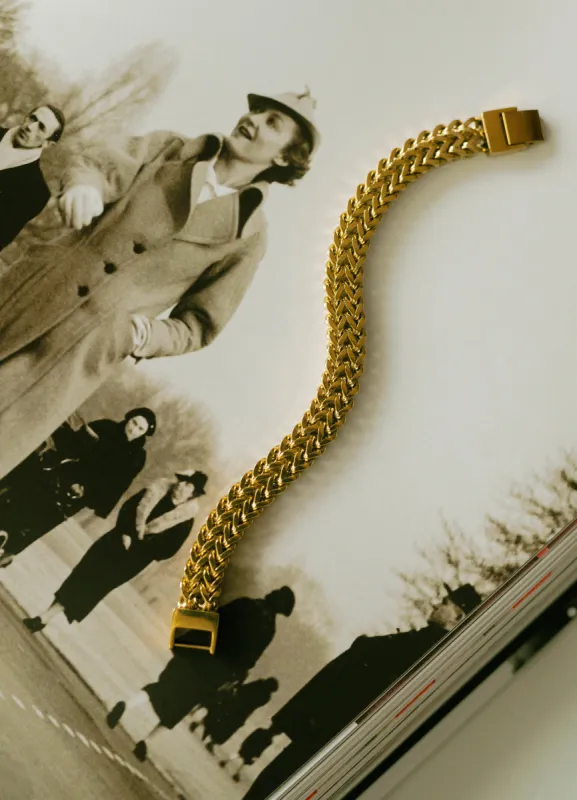 Herringbone Link Bracelet – Gold sold by Bibi & Kim