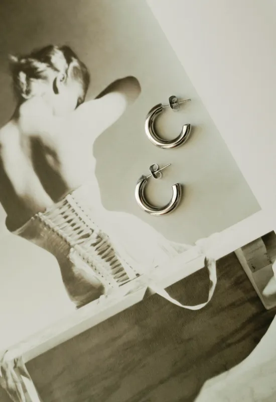 Mini C Hoops – 2cm (Silver) sold by Bibi & Kim