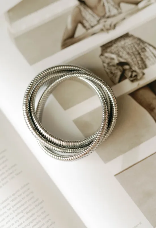 Triple Layer Stretch Bracelet | Silver sold by Bibi & Kim