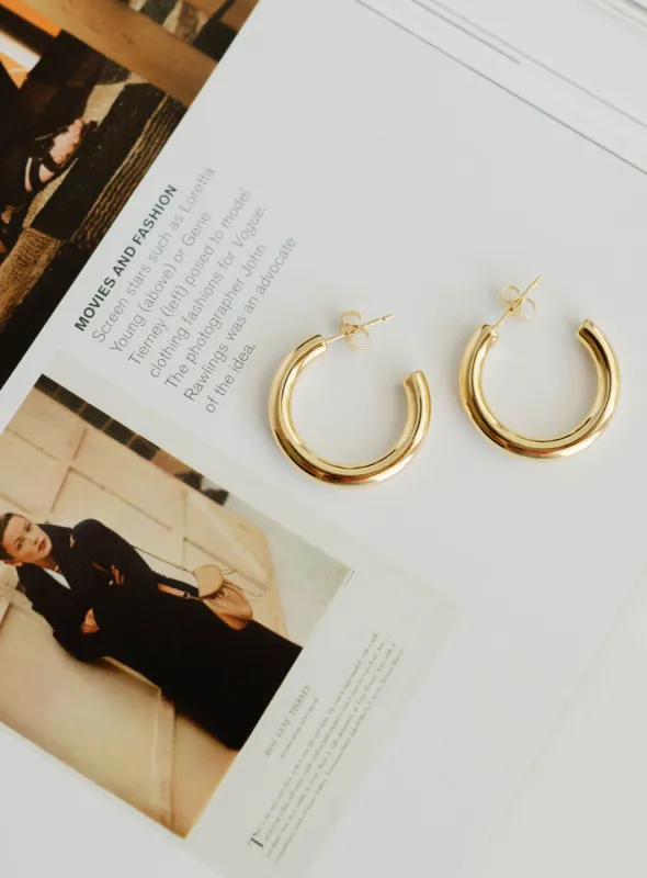 Bold C Hoops – 2.5cm (Gold) sold by Bibi & Kim
