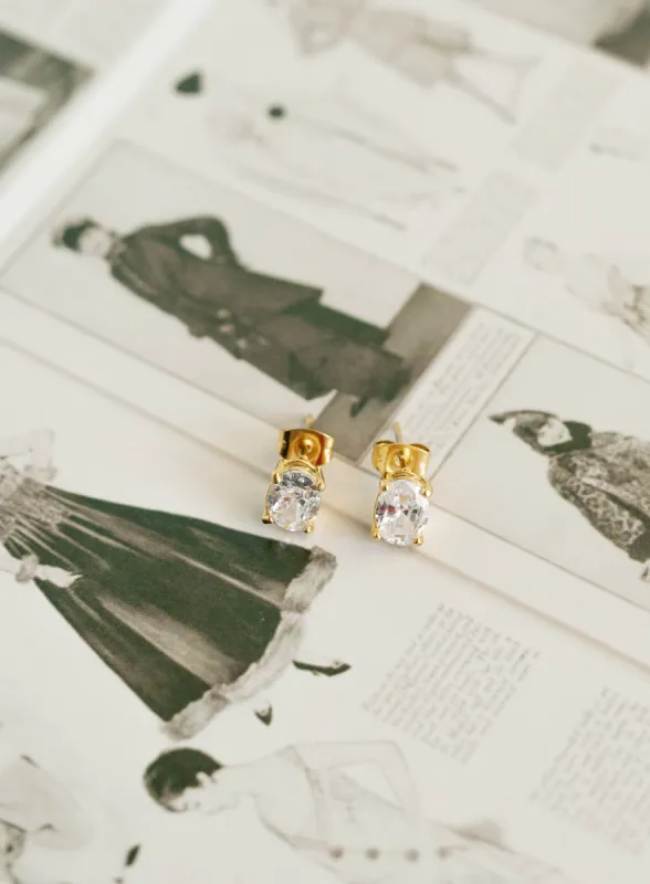 Oval Studs – White Cubic Zirconia sold by Bibi & Kim