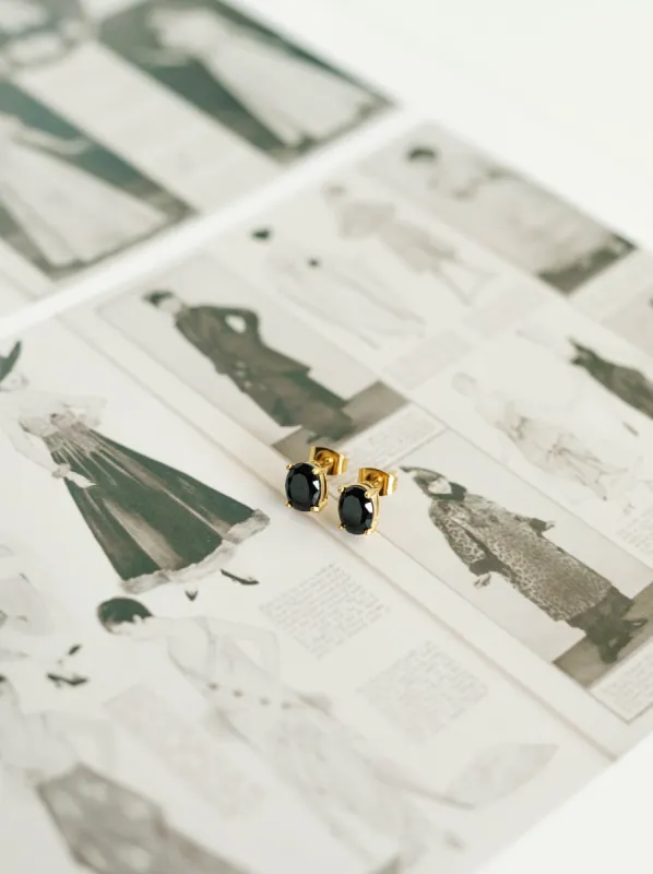 Oval Studs – Black Cubic Zirconia sold by Bibi & Kim