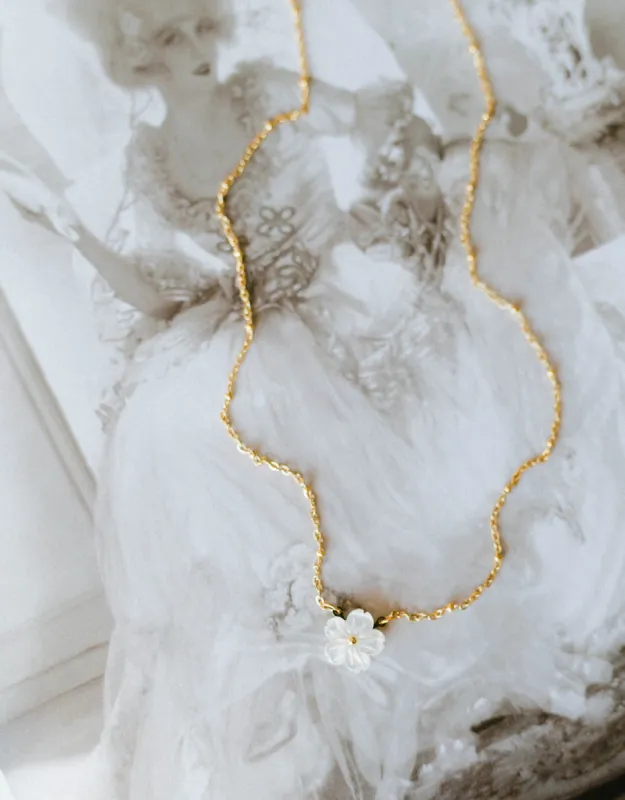 Mother of Pearl Flower Necklace sold by Bibi & Kim