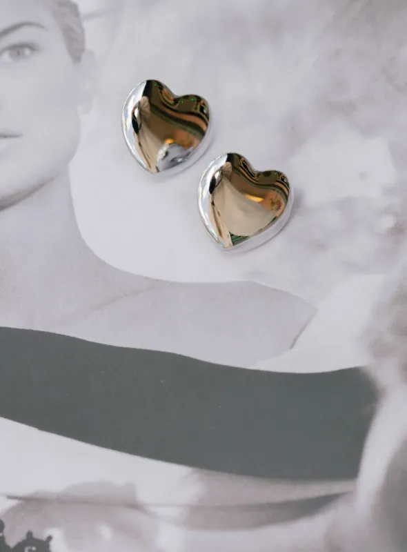 Heart Stud Earrings | Silver sold by Bibi & Kim