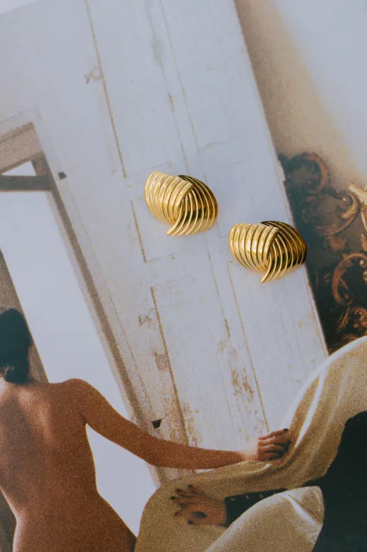 Ribbed Dome Earrings – Gold sold by Bibi & Kim