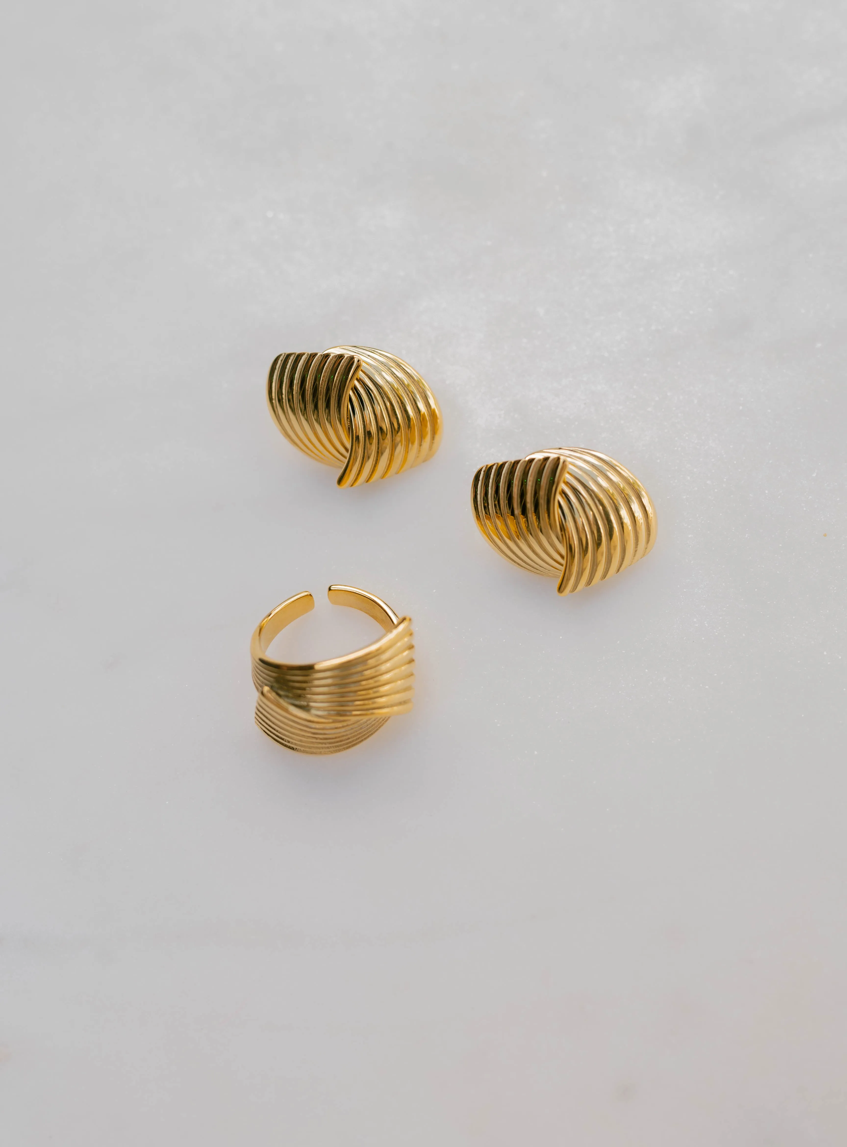 Ribbed Dome Earrings – Gold sold by Bibi & Kim product image thumbnail 2