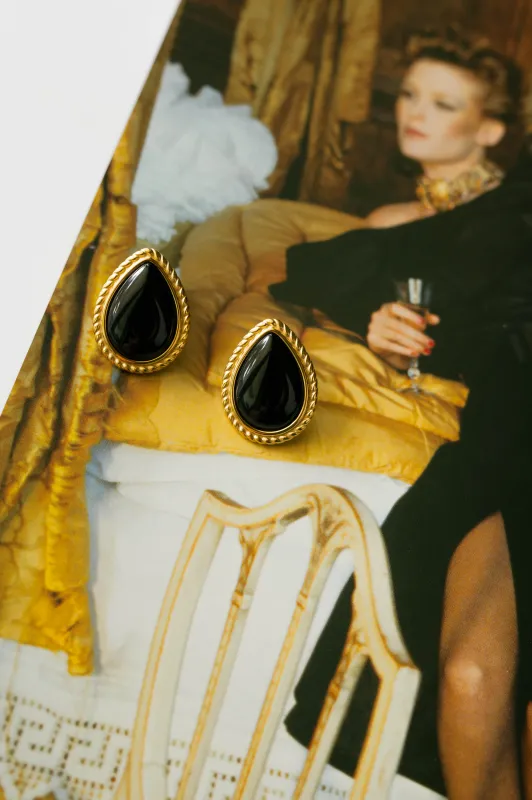 Black Onyx Teardrop Rope Studs sold by Bibi & Kim