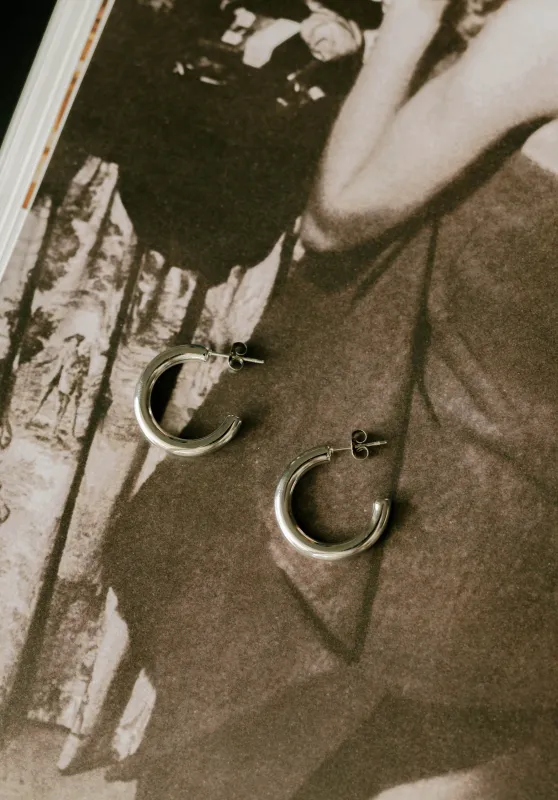 Bold C Hoops – 2.5cm (Silver) sold by Bibi & Kim