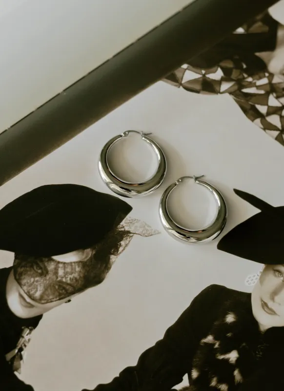 Statement Hoops – 38mm (Silver) sold by Bibi & Kim