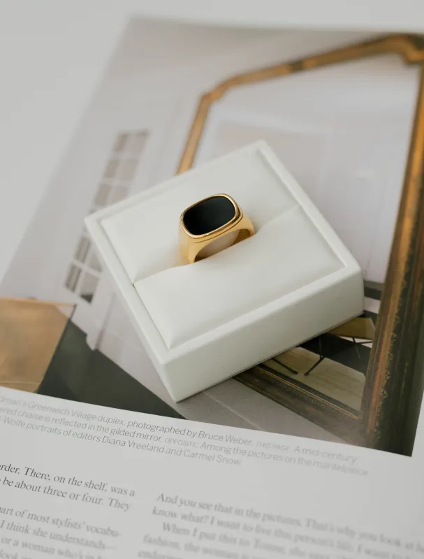 Rectangle Signet Ring – Black Agate sold by Bibi & Kim