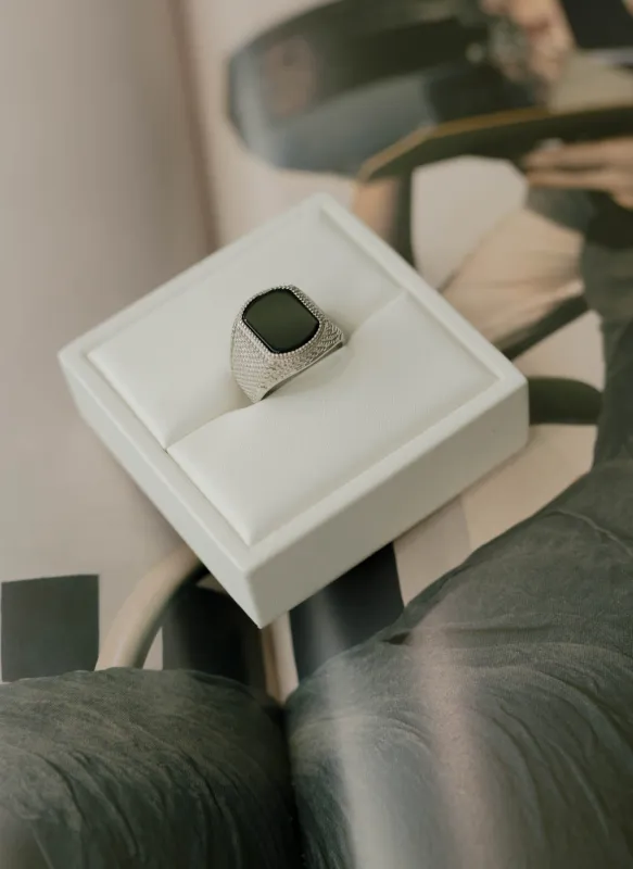 Square Stone Signet Ring – Silver sold by Bibi & Kim