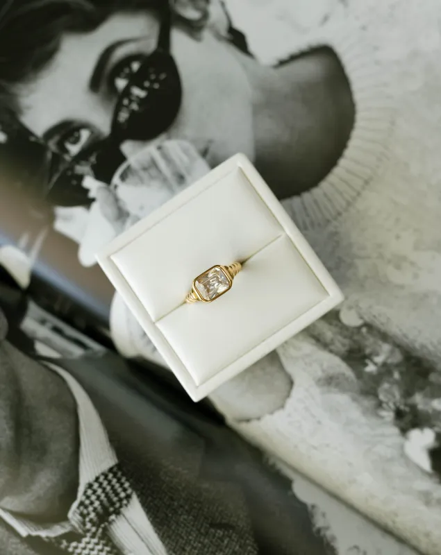 Sculpted Gem Ring – White CZ sold by Bibi & Kim