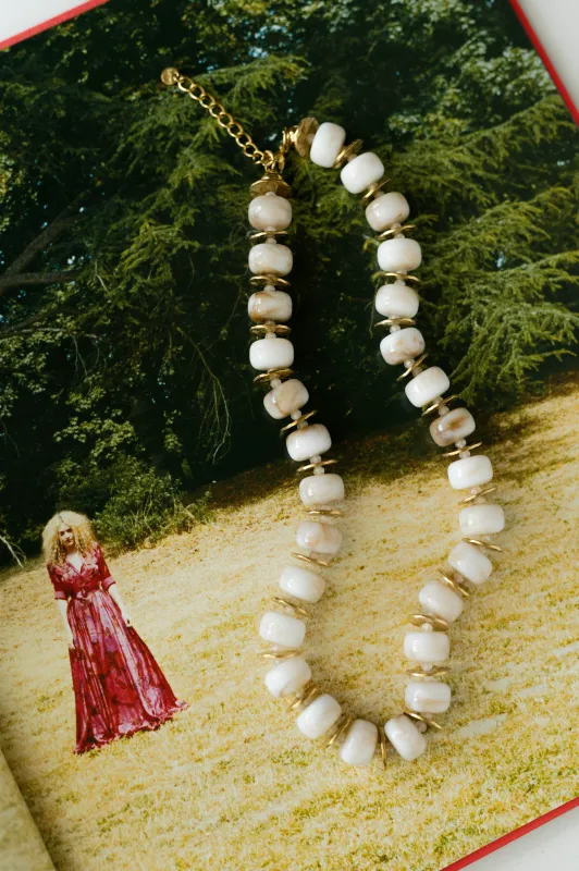 Textured Bead Necklace – Ivory sold by Bibi & Kim