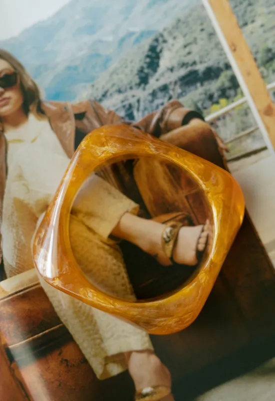 Sculpted Resin Bangle – Amber Smoke sold by Bibi & Kim
