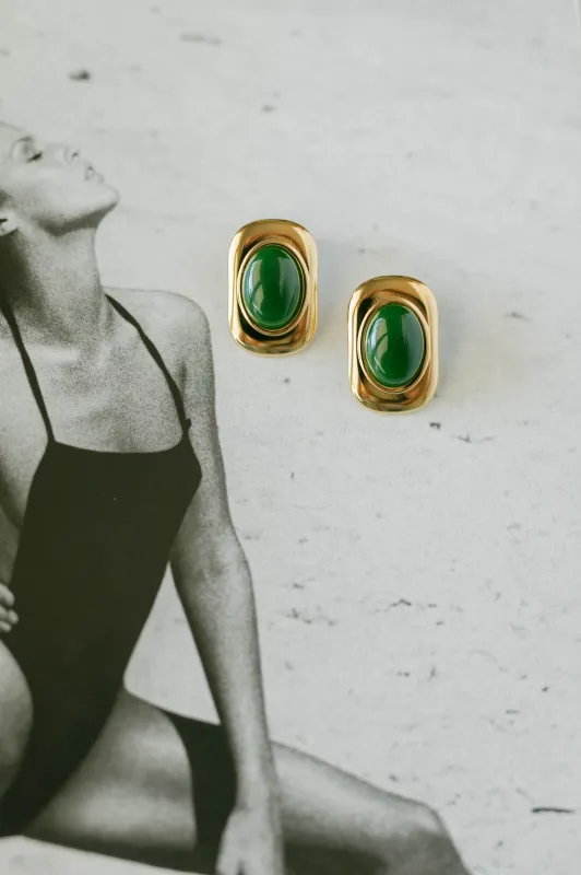 Green Cat Eye Statement Studs sold by Bibi & Kim