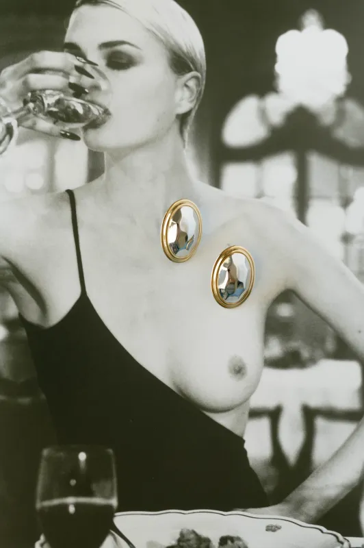 Sculpted Oval Studs - Mixed Metal sold by Bibi & Kim