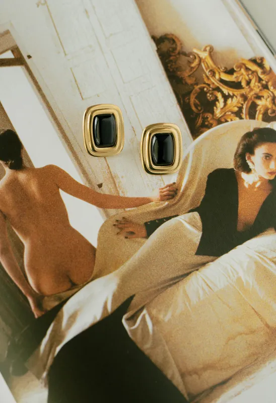 Vintage Rectangle Studs – Black Onyx sold by Bibi & Kim