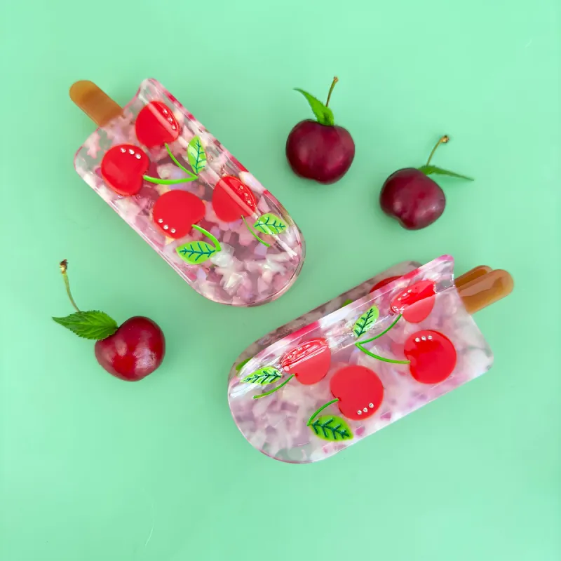 Cherry Popsicle Hair Claw made by Centinelle