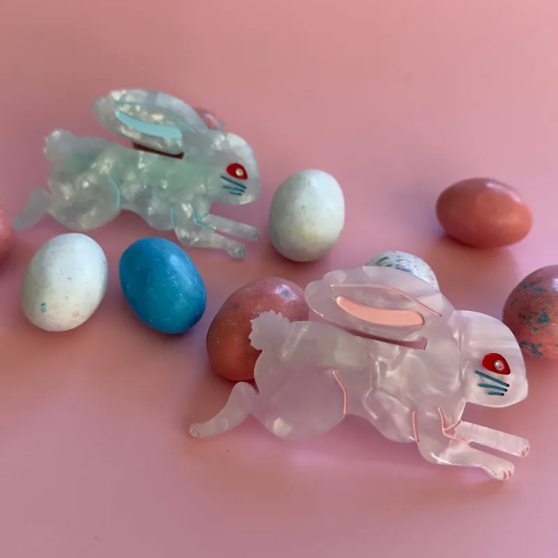 Lingonberry Candy Bunnies Pink Hair Barrette sold by Centinelle