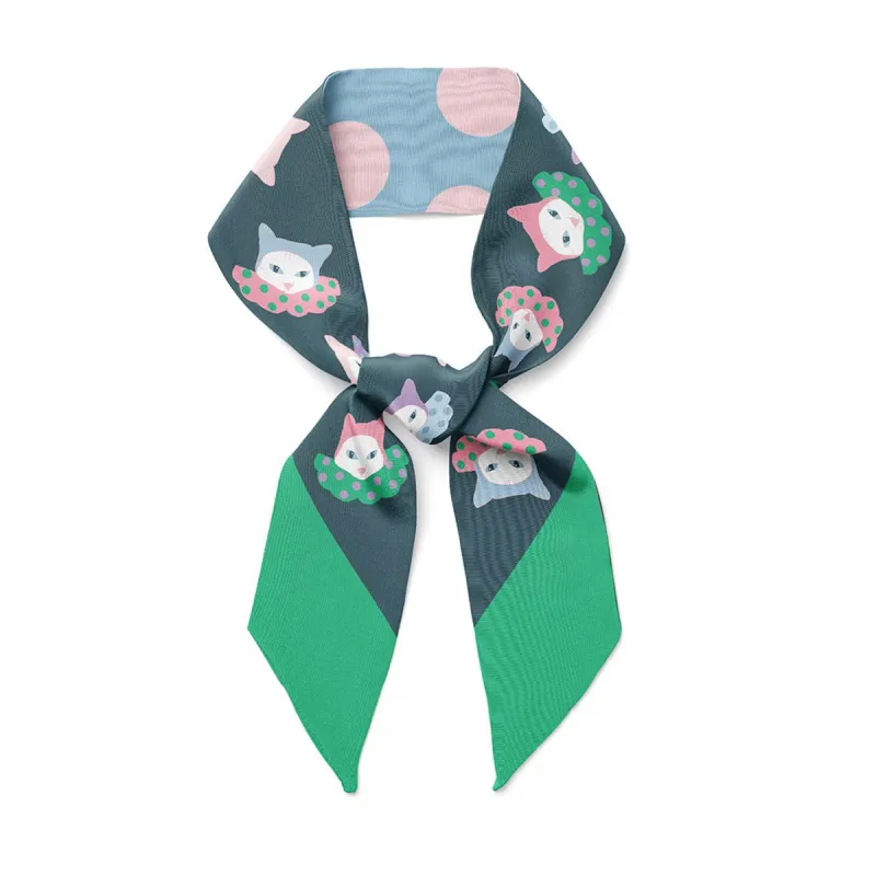 CAT CLOWN  - Twilly Ribbon Scarf sold by Centinelle