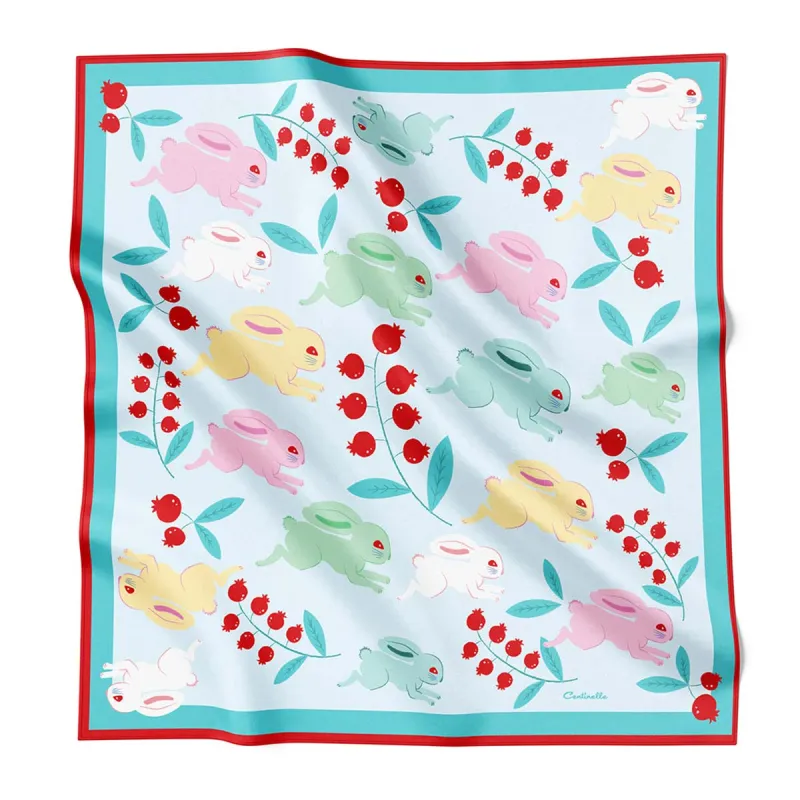 LINGONBERRY CANDY BUNNIES - Silk Medium Square Scarf sold by Centinelle