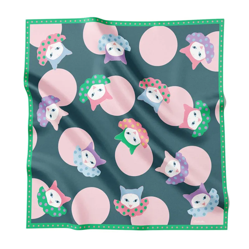 CAT CLOWN  - Silk Medium Square Scarf sold by Centinelle