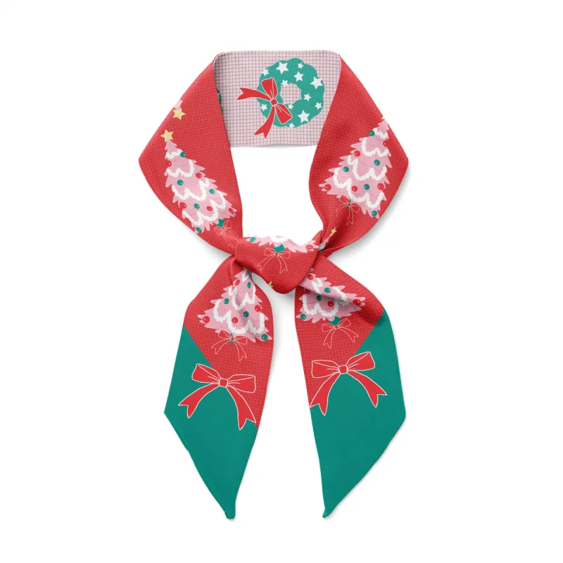 PINK CHRISTMAS TREE - Twilly Ribbon Scarf sold by Centinelle